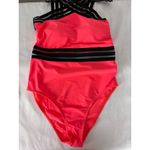 Jordan Emme  One Piece Swimsuit Criss Cross Neon Pink Black Mesh‎ Size S Photo 1