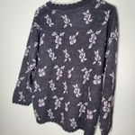 Medallion Floral Rose Plaid Vintage Knit Sweater Size Large Gray Photo 1