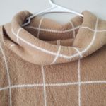 Lumiere Light Brown and White Windowpane Cowl Neck Sweater Size Medium Photo 5