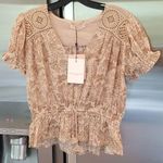 💕SPELL & THE GYPSY💕 Lioness Cap Sleeve Blouse Smoke M Medium NWT Tan Photo 8