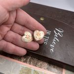 Vintage Copper Heart Floral Screwback Earrings Handcrafted Orange Photo 9