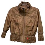 Therapy Women's Faux Leather Motorcycle Jacket Ruffled Long Sleeve Full Photo 1