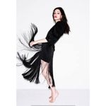 MAGDA BUTRYM Wels Black Asymmetric Layered Fringed Silk Photo 2