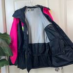 Roffe Vintage Skiwear Jacket 80s/90s Neon Color Block Black Pink Large Photo 15