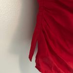 Madewell Ruched Square Neck Linen Cotton Smocked Back Red Lined Tank 2 New Photo 10