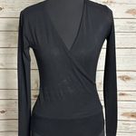 J.Crew black office siren long sleeve surplice faux wrap front bodysuit Size XXS Photo 0