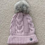 EXPRESS EXRESS Knit Winter Beanie Hat with Pom One Size O/S Pale Pink Like New Clean Photo 0