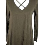 JODIFL  Crisscross Front Long Sleeve Shirt Dark Green Large Photo 0