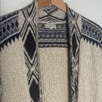 Lucky Brand  Aztec Cardigan Sweater Beige Blue Southwestern Cozy Warm Pockets Photo 3