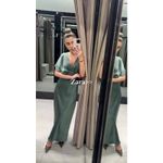 ZARA NWT Green Satin Slip Midi Dress Sz Large Short Sleeve Cocktail Quiet Luxury Photo 14