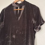Madewell ‎ Gray Velvet Choker V Neck Blouse Top Size Small Velour Photo 4