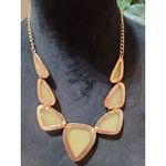 Women's Statement Geometric Cream Resin Bib Necklace With Lobster Clasp Chain Yellow Photo 5