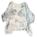 Ambra Italy Floral Print Silk Blend Top Oversized Kaftan Blouse Size L White Size L Photo 2