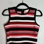 Michael Kors Sz P / S Cute Peplum Knit Top Sleeveless Pink Red White Black Striped Photo 1