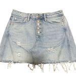 Free People  Distressed Denim Button Fly Miniskirt Sz 25 Photo 0
