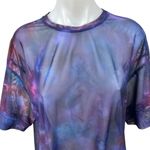 Athleta  Women's Purple Tie Dye Mesh Short Sleeve Sheer Oversized Tee Shirt Top M Photo 2
