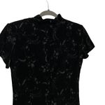 Dress Barn Black Velvet Floral Sparkle Mandarin Style Maxi Dress Size 12 Photo 4