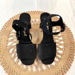 Free People  Brooke Platform Sandal Heels Black Suede Size 37 Photo 3
