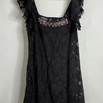 Free People  Lace Sheer Mini Dress Size XS Ruffle Sleeve Embellished Square Neck Photo 0
