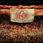 Handmade Boucle Knit Cardigan Sweater Size Medium M Orange Brown Puff Sleeves Photo 2