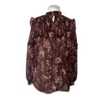 Taylor and Sage Printed Lace Illusion Dark Berry Bark Polyester Blouse Top Sz M Purple Size M Photo 2