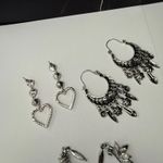 Dangle, Hoop, Ear Crawler Mix Pierced Earrings Lot Of 3 Silver Tone Rhinestone Photo 12