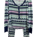 Victoria's Secret Victoria’s Secret Fair Isle Thermal Winter Pajama Set Size Small Waffle Henley Photo 0