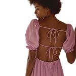 Charlie Holiday Puff Sleeve Backless Cotton/Linen Paris Maxi Dress Lilac size 4 Purple Photo 8