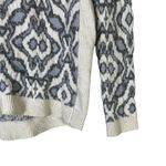 Hinge  Metallic Geometric Knit Sweater Womens XS Gray White Glam Photo 3