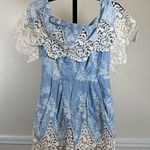Just Me Festival Cottagecore Boho Western Lace Off Shoulder Feminine Romper Embroidered Photo 0