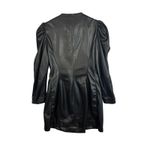 ZARA  Black Faux Leather Blazer Dress Puff Sleeve V Neck Double Breasted Sz M Photo 6