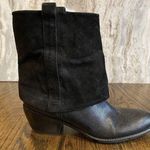 Franco Sarto Boot Size 7 Black A Dart Foldover Leather Suede Bootie Short Ankle Photo 5