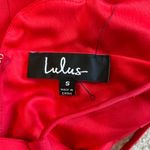 Lulus  Red Play On Curved Scalloped High Neck Lace Back Mini Dress Party Size S Photo 5