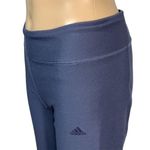 Adidas  Womens Crop Capri Pants Athletic Sporty Yoga Blue Steel Gray Small Photo 5