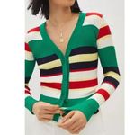 Anthropologie  Eugenia Striped Cardigan in Kelly Green Size 6 Retail $98 Photo 5