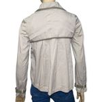 Free People Women’s Size 4 Light Gray Double Breasted Cotton Mini Trench Jacket Photo 3