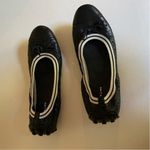 Lemon n Lime Black White Striped Perforated Leather Ballet Flats Size 9 Photo 3