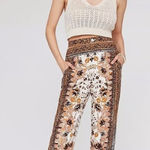 Anthropologie  Brown and Cream Floral Cropped Pants Photo 0