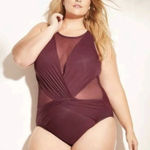 Aqua Green 🆕 PLUS 24W 24 3X Plum Purple Mesh Sexy Cut Outs 1pc Swim Suit Swimsuit NEW NWT Photo 0