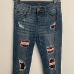 Judy Blue Skinny Fit Distressed Plaid Patch Jeans Size 7/28 Photo 4
