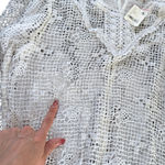 Free People  Intimately 70’s Style Crochet Long Sleeve White Bodysuit M Photo 3