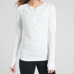 Athleta Pacifica Contoured 1/2 Zip Long Sleeve Thumbhole Pocket White Top Small Photo 1