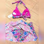 🆕 Stella Parker XL Tropical Print Skirted Bikini Swim Suit Swimsuit Skirt NWT Pink Photo 4
