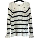 Talbots Striped Cotton Blend Sweater Size XL Nautical Gold Buttons Photo 2