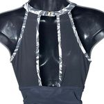 Tempt Me NWT  Women’s High Neck Ruched One Piece Swimsuit Black Leaves Size M Photo 6