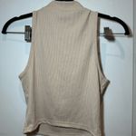 SheIn Cream mock neck tank top #croptop cream, mock neck, sleeveless, cropped, neutral, minimalist, casual, stretchy, soft fabric, basic Photo 1