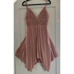 Almost Famous Pink Coral Handkerchief Tie Back Mini Dress Crochet Top Size XL Photo 1