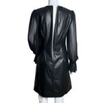 Calvin Klein ‎ Dress Womens 4 Black Vegan Leather Sheer Puff Sleeves Edgy Neutral Photo 3