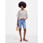 Madewell  Embroidered Boxy Knit Tee Striped Cotton Blend Ivory Relaxed Small NWT Photo 1