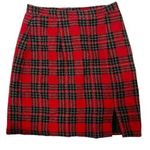 90s Vintage Punk Goth Plaid High Waisted Mini Skirt with Front Slit Size XS Photo 0